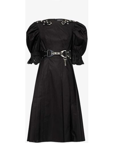 Chopova Lowena Henlis Lace-trim Organic Cotton-poplin Midi Dress - Black