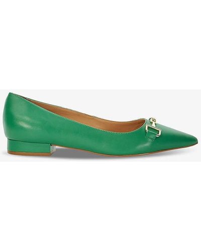 Dune Haydenne Snaffle-trim Leather Ballet Court Shoes - Green
