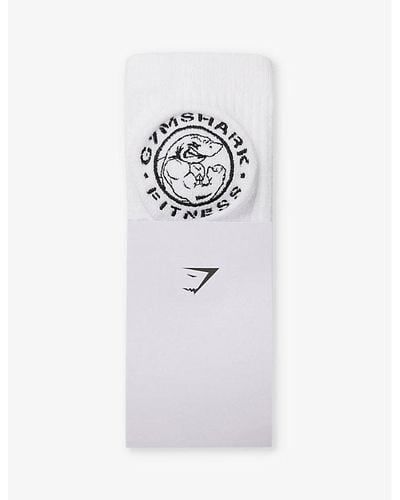 GYMSHARK Legacy Brand-embroidered Pack Of Two Cotton-blend Socks - White
