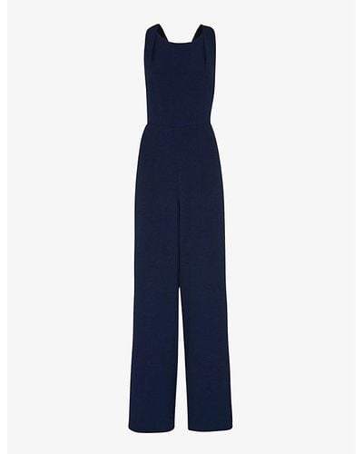 Whistles Vy Tie-back Maxi Stretch-recycled Polyester-blend Jumpsuit - Blue