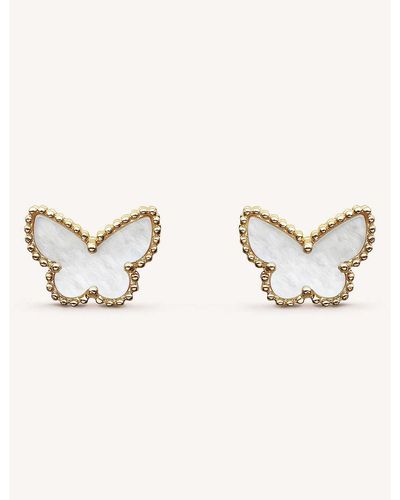 Van Cleef & Arpels Sweet Alhambra Gold And Mother-of-pearl Stud Earrings - Natural