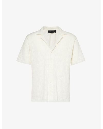 Represent Semi-sheer Camp-collar Organic-cotton Knit Shirt - White