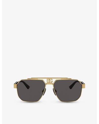 Dolce & Gabbana Dg2294 Pilot-frame Steel Sunglasses - Gray