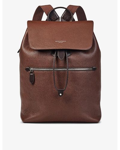 Aspinal of London Reporter Logo-embellished Leather Backpack - Brown