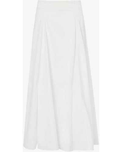 Another Tomorrow Flared Mid-rise Woven Midi Skirt X - White