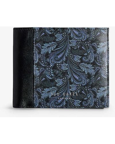 Ted Baker Paiisli Paisley-print Logo-embossed Leather Wallet - Blue