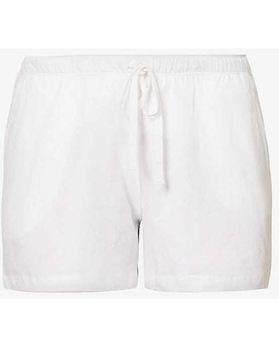 Skin Casey Drawstring-waist Organic-cotton Short - White