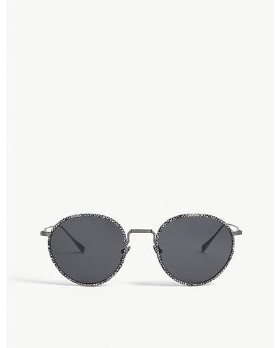 Giorgio Armani Ar6103j 51 Metal And Acetate Round-frame Sunglasses - Gray