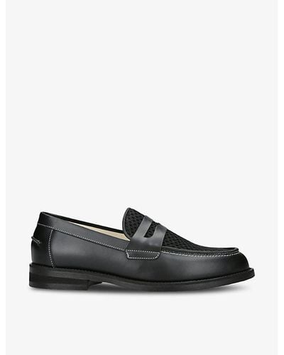 Duke & Dexter Wilde Rattan Leather And Woven Loafers - Black