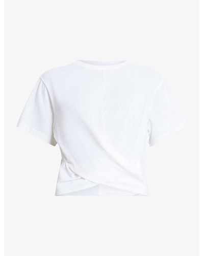 AllSaints Mallinson Cross-over Cropped Cotton T-shirt - White