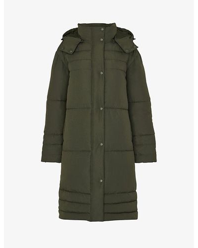 Whistles Becky Longline Recycled-polyester Puffer Coat - Green