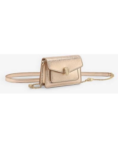 BVLGARI Serpenti Forever Brand-plaque Leather Cross-body Bag - Natural