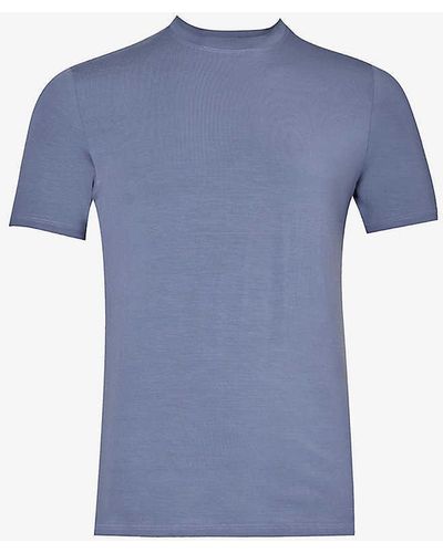 Zimmerli of Switzerland Pureness Crew-neck Regular-fit Stretch-jersey T-shirt - Blue