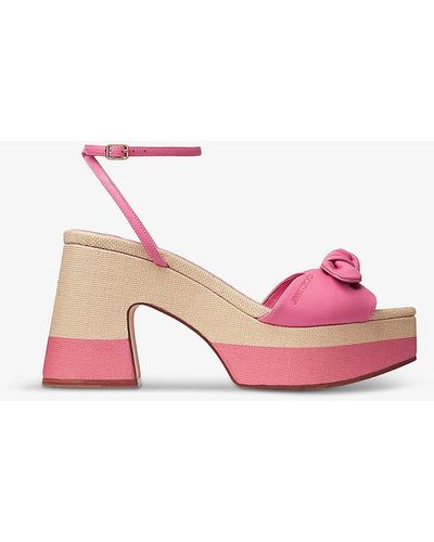 Jimmy Choo Ricia 95 Leather Platform Sandals - Pink