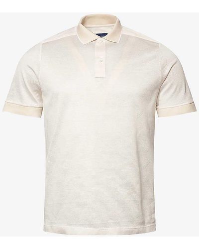 Eton Jacquard Knitted-texture Regular-fit Cotton Polo Shirt - White