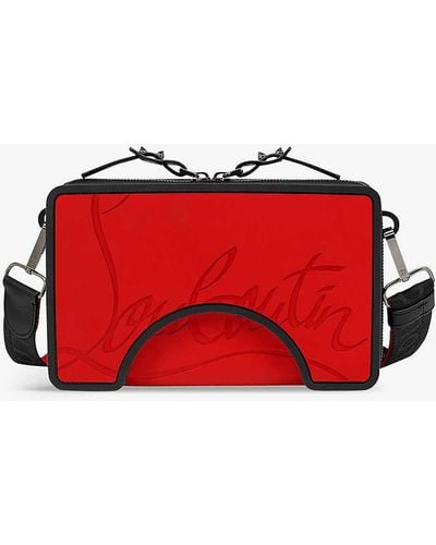 Christian Louboutin Adolon Logo-embellished Leather And Rubber Cross-body Bag - Red