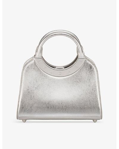 BVLGARI Roma Small Leather Top-handle Bag - Gray