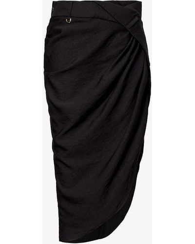 Jacquemus Saudade Asymmetric Woven Mini Skirt - Black