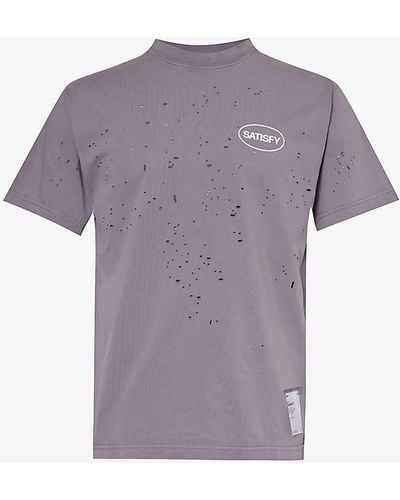 Satisfy Mothtechtm Distressed Organic Cotton-jersey T-shirt - Purple