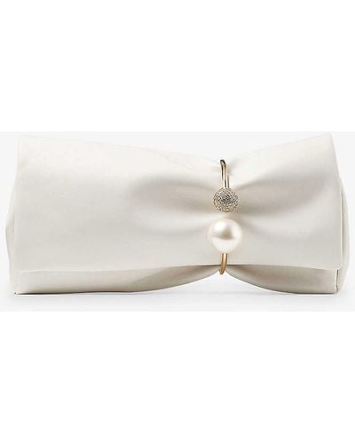 Jimmy Choo Xandra Pearl And Crystal-embellished Leather Clutch Bag - White