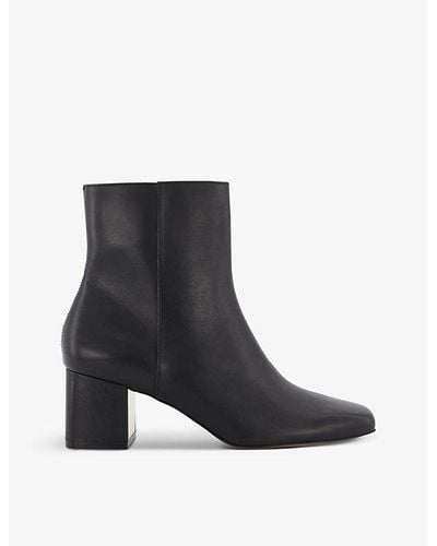 Dune Onsen Block-heel Leather Ankle Boots - Black