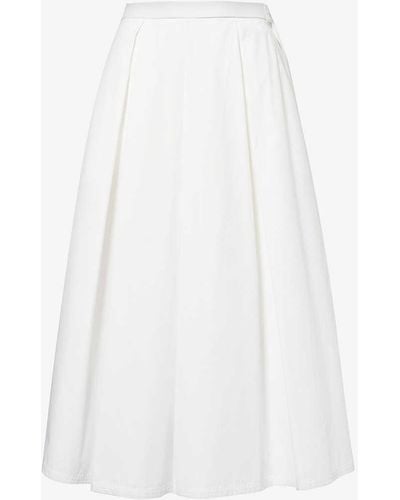 Weekend by Maxmara Donata Pleated Cotton Midi Skirt - White