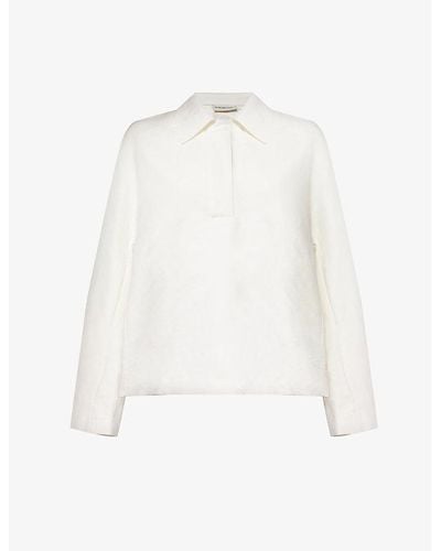 Dries Van Noten Collared Boxy-fit Linen And Cotton-blend Top - White