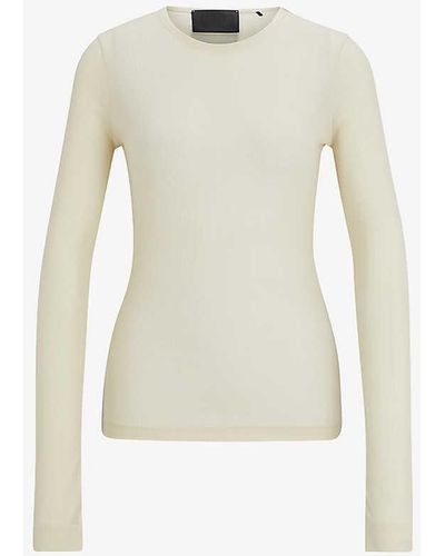 BOSS X Naomi Campbell Ribbed Jersey Top - White