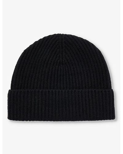 Johnstons of Elgin Ribbed-knit Folded-brim Cashmere Beanie Hat - Black
