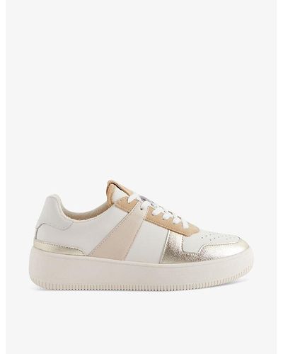 Reiss Aird Contrast-panel Leather Mid-top Leather Sneakers - White