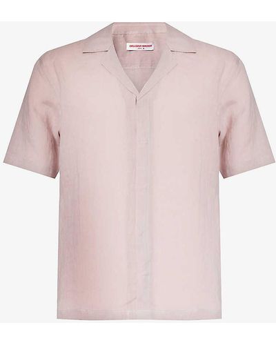 Orlebar Brown Maitan Split-hem Regular-fit Linen Shirt - Pink