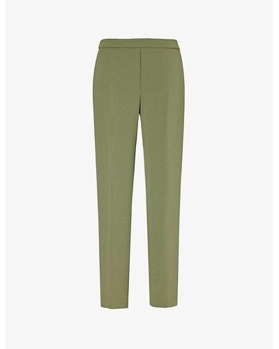 Theory Pressed-crease Tapered-leg Mid-rise Crepe Pants - Green