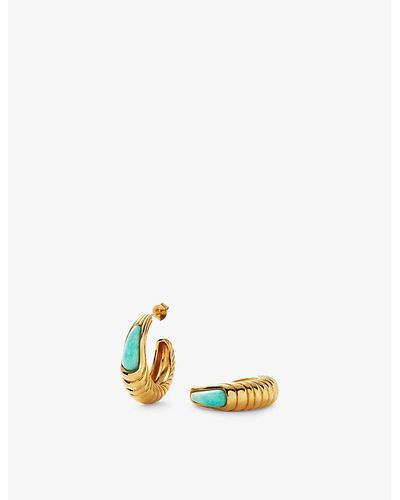 Missoma Wavy 18ct Recycled Yellow- Plated Brass And Amazonite Hoop Earrings - Metallic