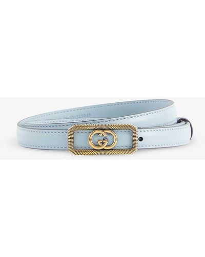 Gucci Logo-buckle Leather Belt - Blue