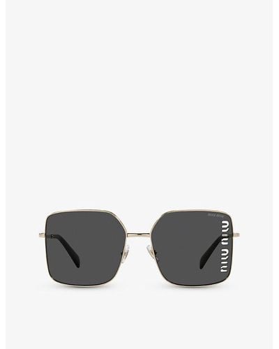 Miu Miu Mu51ys Square-frame Metal Sunglasses - Gray