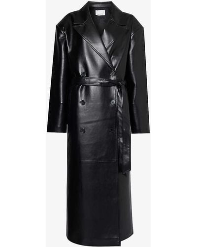 Frankie Shop Tina Double-breasted Regular-fit Faux-leather Coat - Black