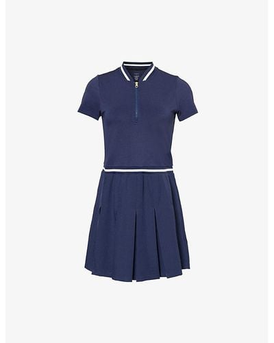 Varley Nora Contrast-trim Stretch-jersey Mini Dress - Blue