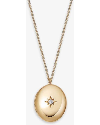 Astley Clarke Biography 18ct Yellow Gold-plated Sterling Silver Vermeil And White Sapphire Locket - Metallic