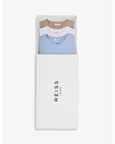 Reiss Bless Pack-of-three Cotton T-shirt - Blue