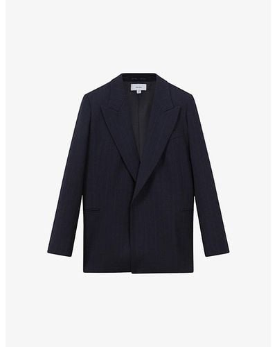 Reiss Vy Willow Single-breasted Pinstripe Wool-blend Blazer - Blue