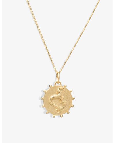 Rachel Jackson Zodiac Coin Capricorn Short 22ct Gold-plated Sterling Silver Necklace - Metallic