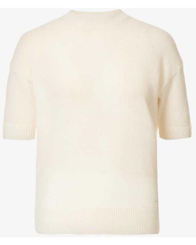 Theory Short-sleeved Relaxed-fit Cashmere Jumper - White