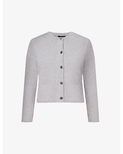 Theory Relaxed-fit Wool And Cashmere-blend Cardigan - Gray