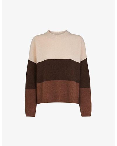 Whistles Stripe-design Wool-blend Sweater - Brown