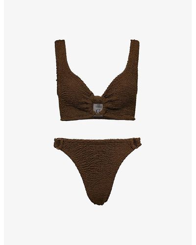 Hunza G Hallie Crinkled-texture Bikini - Brown