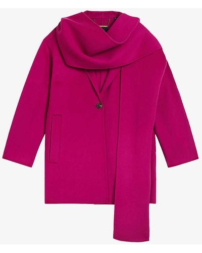 Ted Baker Skylorr Scarf-detail Wool-blend Coat - Pink
