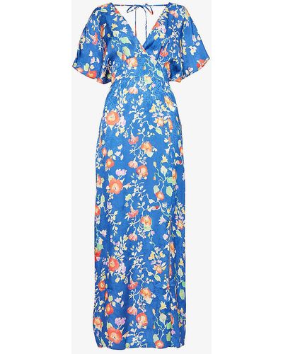 RIXO London Sadie Floral-print Woven Midi Dress - Blue