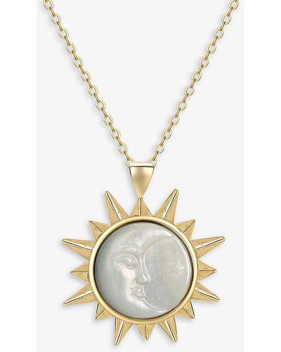 Celeste Starre Sun And Moon Magic Recycled 18ct Yellow -plated Brass And Mother Or Pearl Pendant Necklace - Metallic