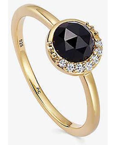 Astley Clarke Luna 18ct Yellow Gold-plated Vermeil Sterling-silver Sapphire And Onyx Ring - White