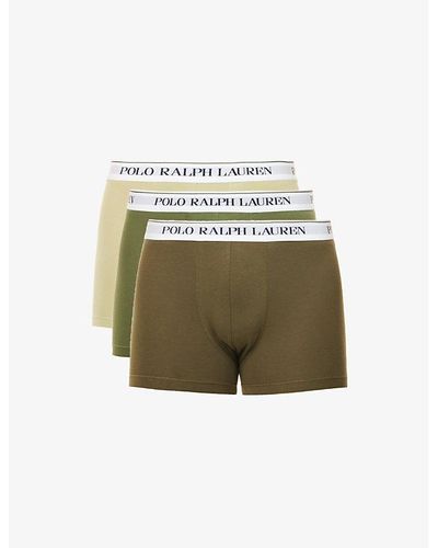 Polo Ralph Lauren Pack Of Three Logo-embroidered Stretch-cotton Trunks Xx - Green